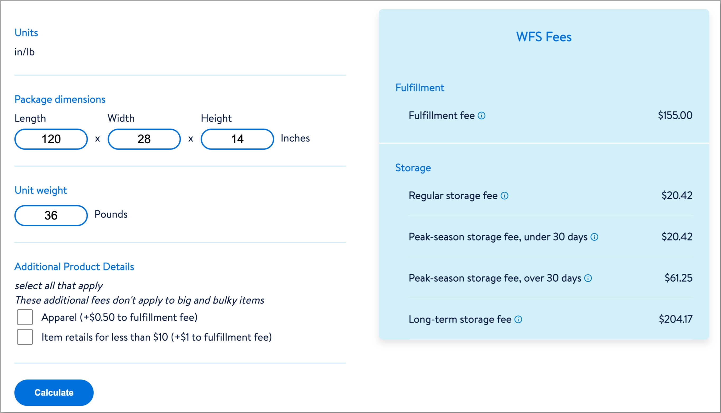 wfs calculator