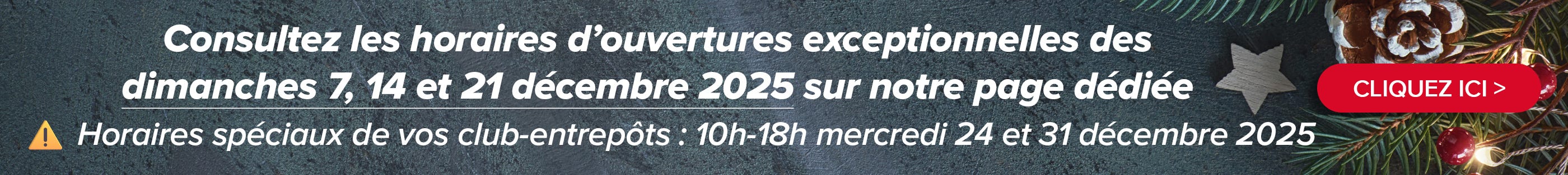 Ouvertures dimanches fin d'année 2025