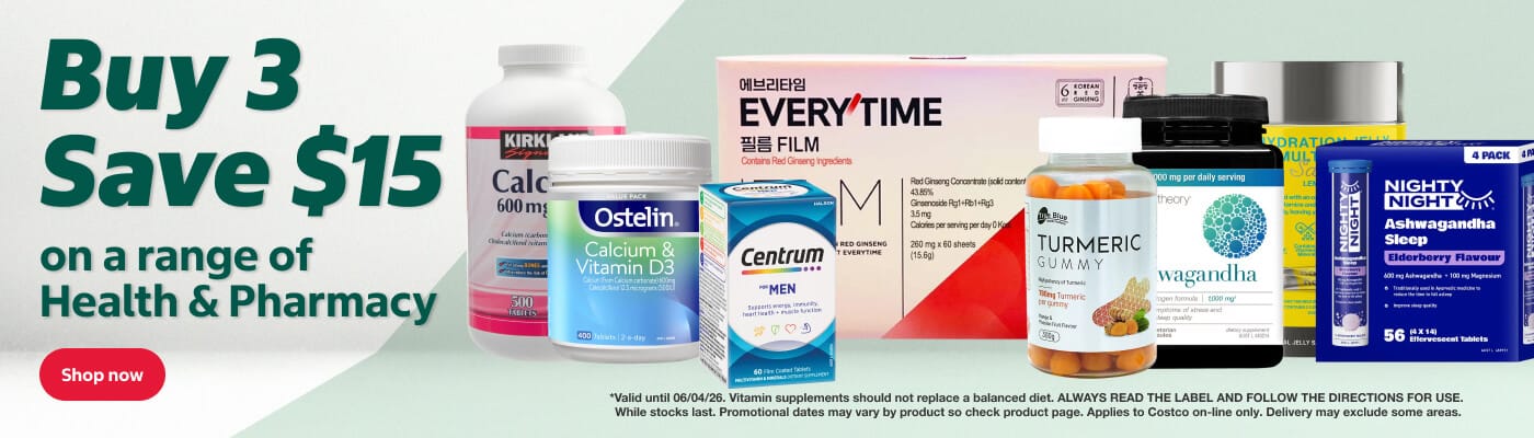 Buy 3 save $15 on a range of Vitamins
