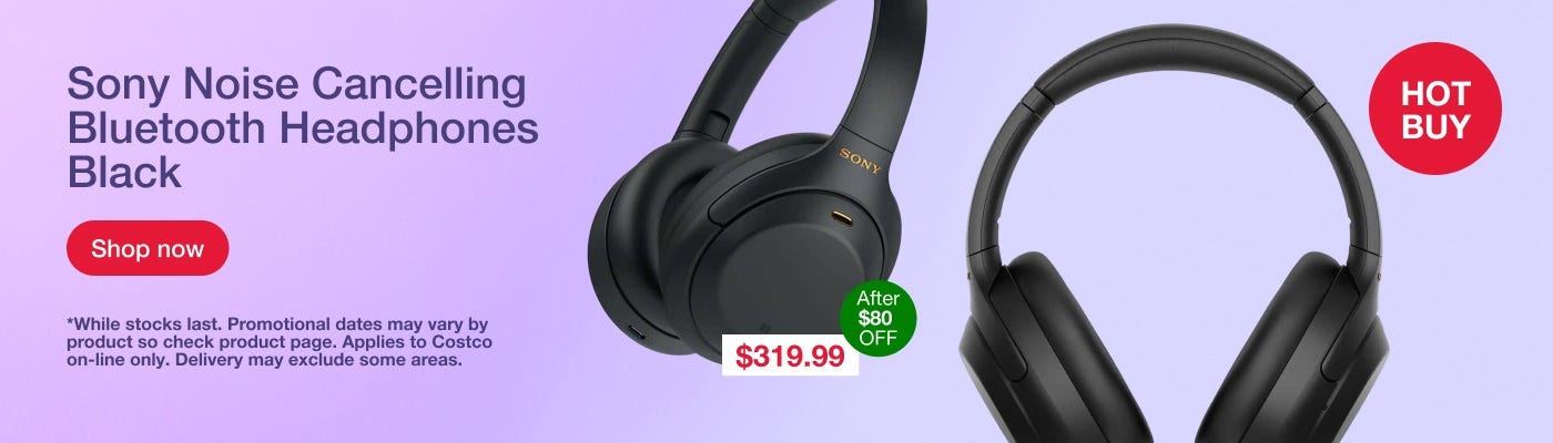 Sony Noise Cancelling Bluetooth Headphones Black