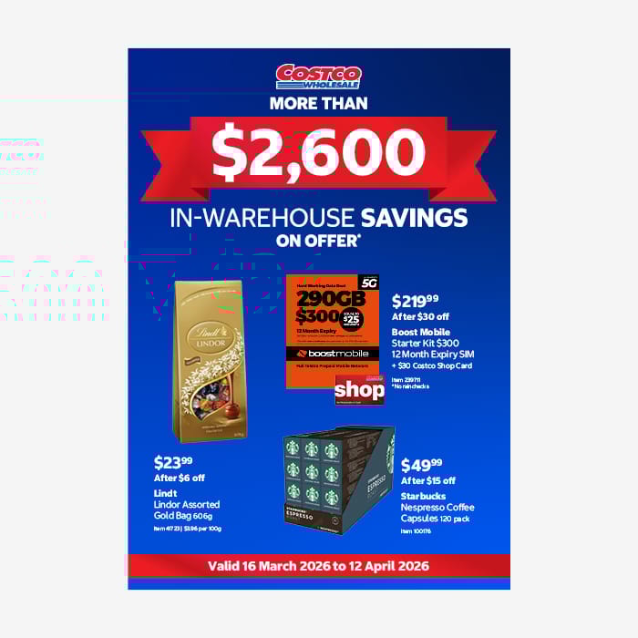 In-Warehouse Savings Active: 16 Mar 2026 – 12 Apr 2026