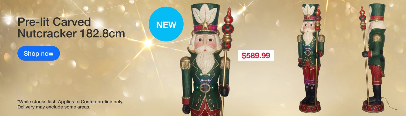 Pre-lit Carved Nutcracker 182.8cm