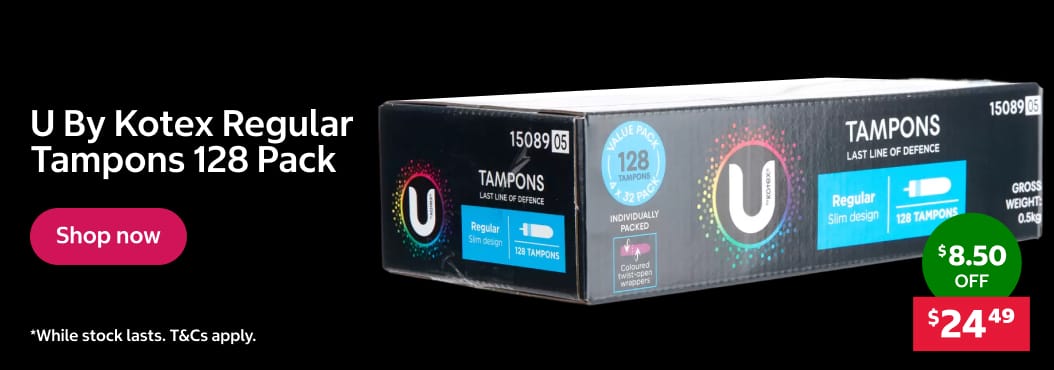 U By Kotex Regular Tampons 128 Pack