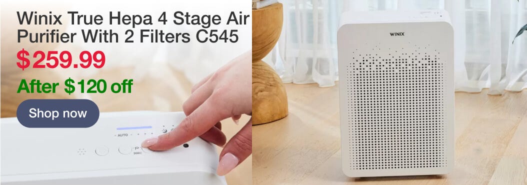 Winix True Hepa 4 Stage Air Purifier With 2 Filters