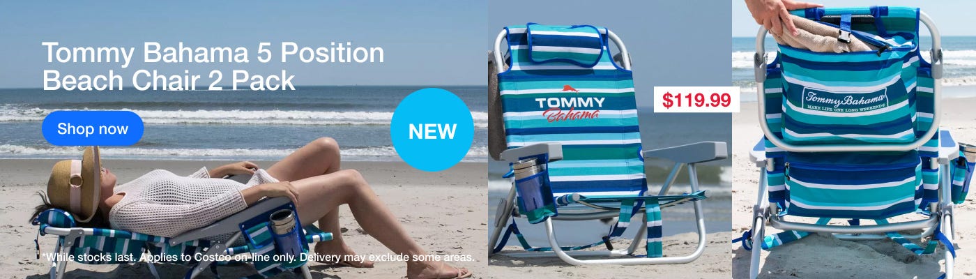 Tommy Bahama 5 Position Beach Chair 2 Pack Blue