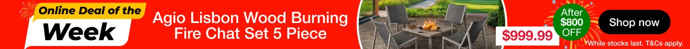 Agio Lisbon Wood Burning Fire Chat Set 5 Piece
