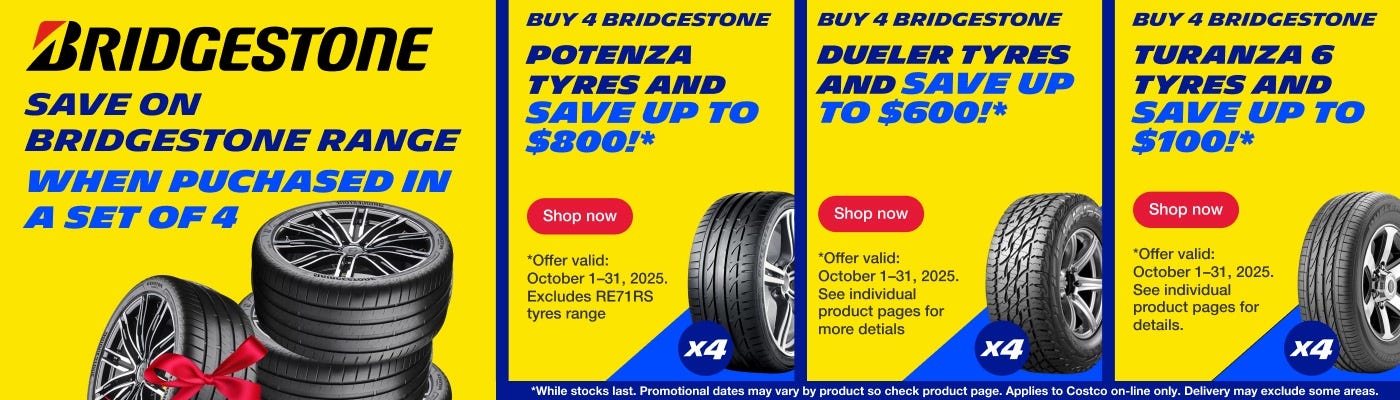 Save on Bridgestone range  when puchased in a set of 4