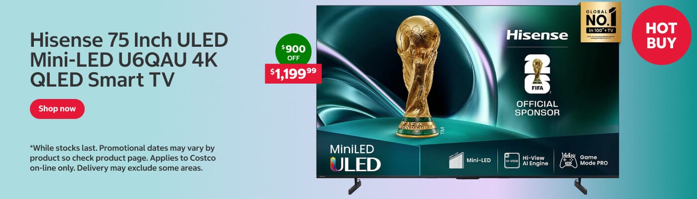 Hisense 75 Inch ULED Mini-LED U6QAU 4K QLED Smart TV