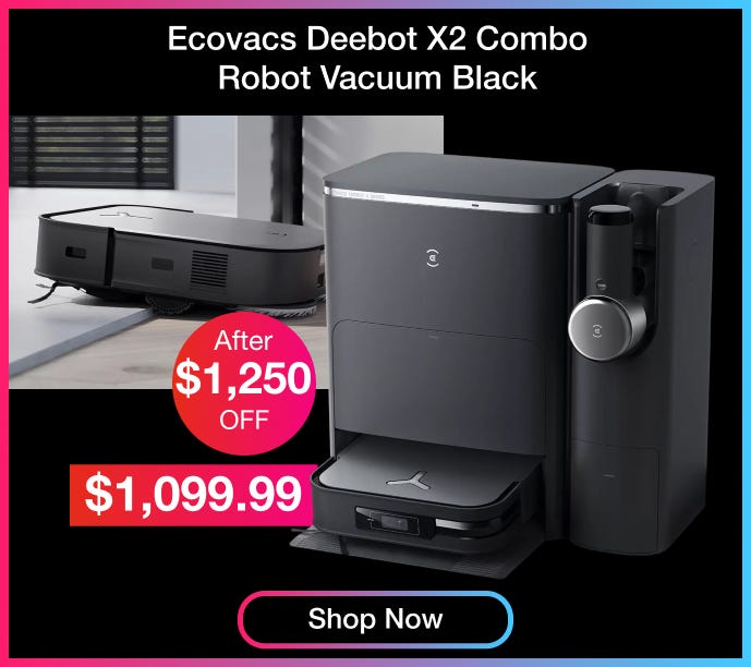 Ecovacs Deebot X2 Combo Robot Vacuum Black