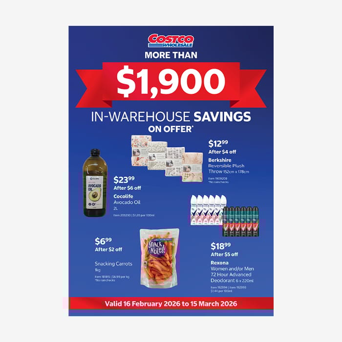 In-Warehouse Savings Active: 16 Feb 2026 – 15 Mar 2026