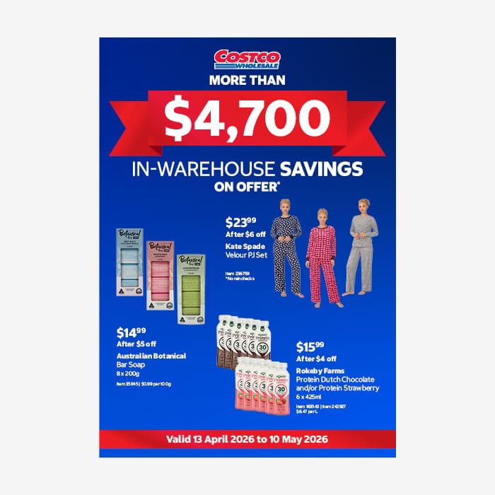 In-Warehouse Savings Active: 13 Apr 2026 – 10 May 2026