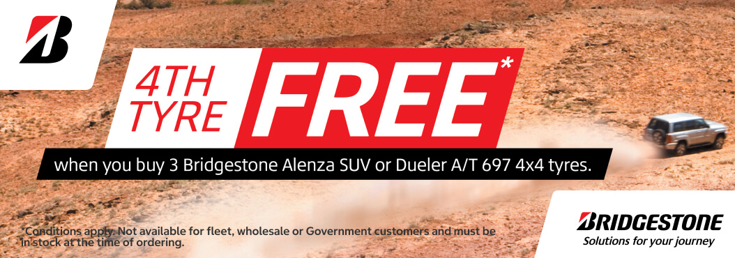 4 tyres for the price of 3 on selected Bridgestone tyres