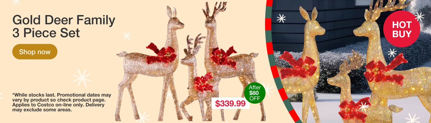 Gold Deer Family 3 Piece Set