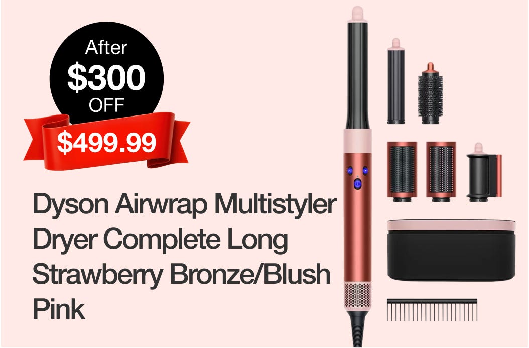 Dyson Airwrap Multistyler Dryer Complete Long  Strawberry Bronze/Blush Pink