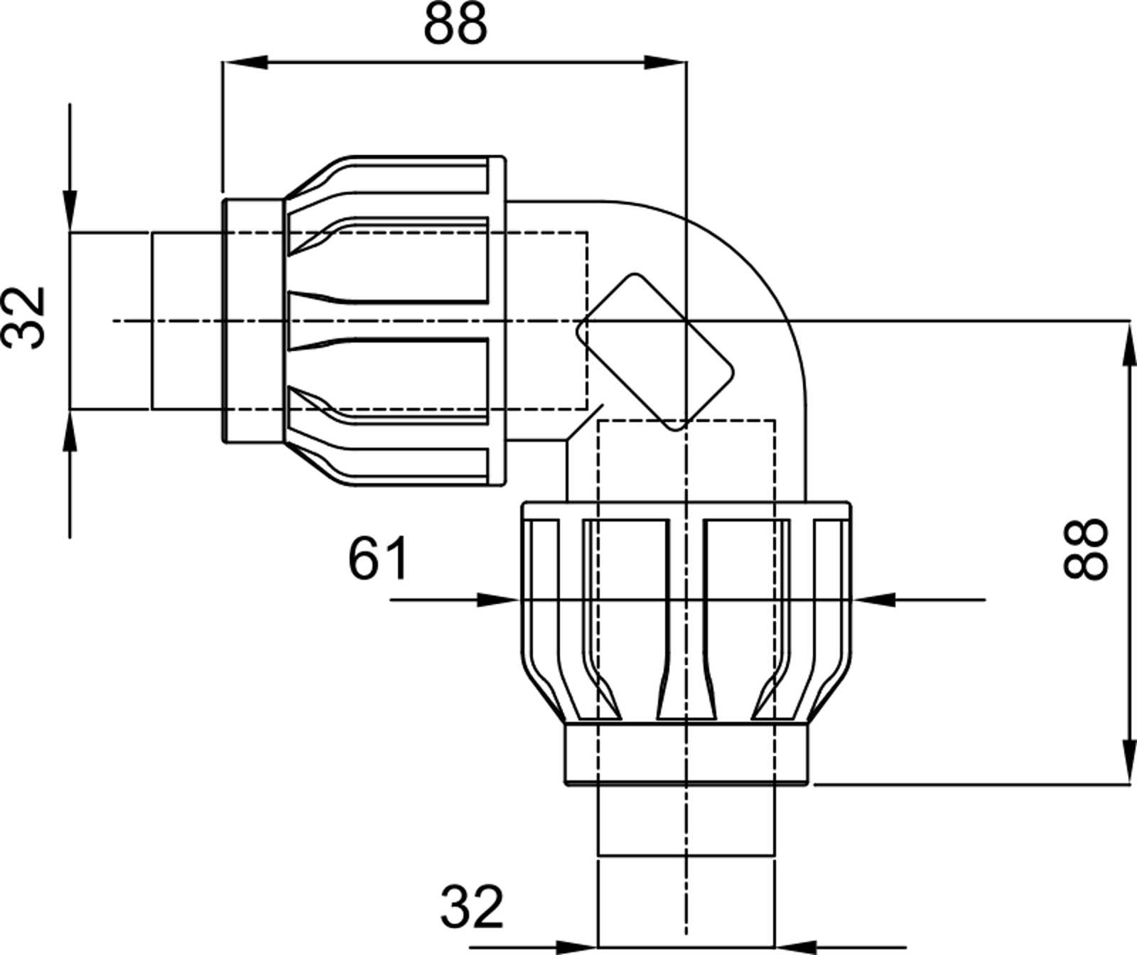 Compressed air tubes fittings and valves elbows technical drawing 3| piping system | OMI