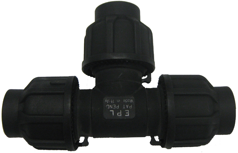 Compressed air tubes fittings and valves tee product image 1 on white  background| piping system  | OMI