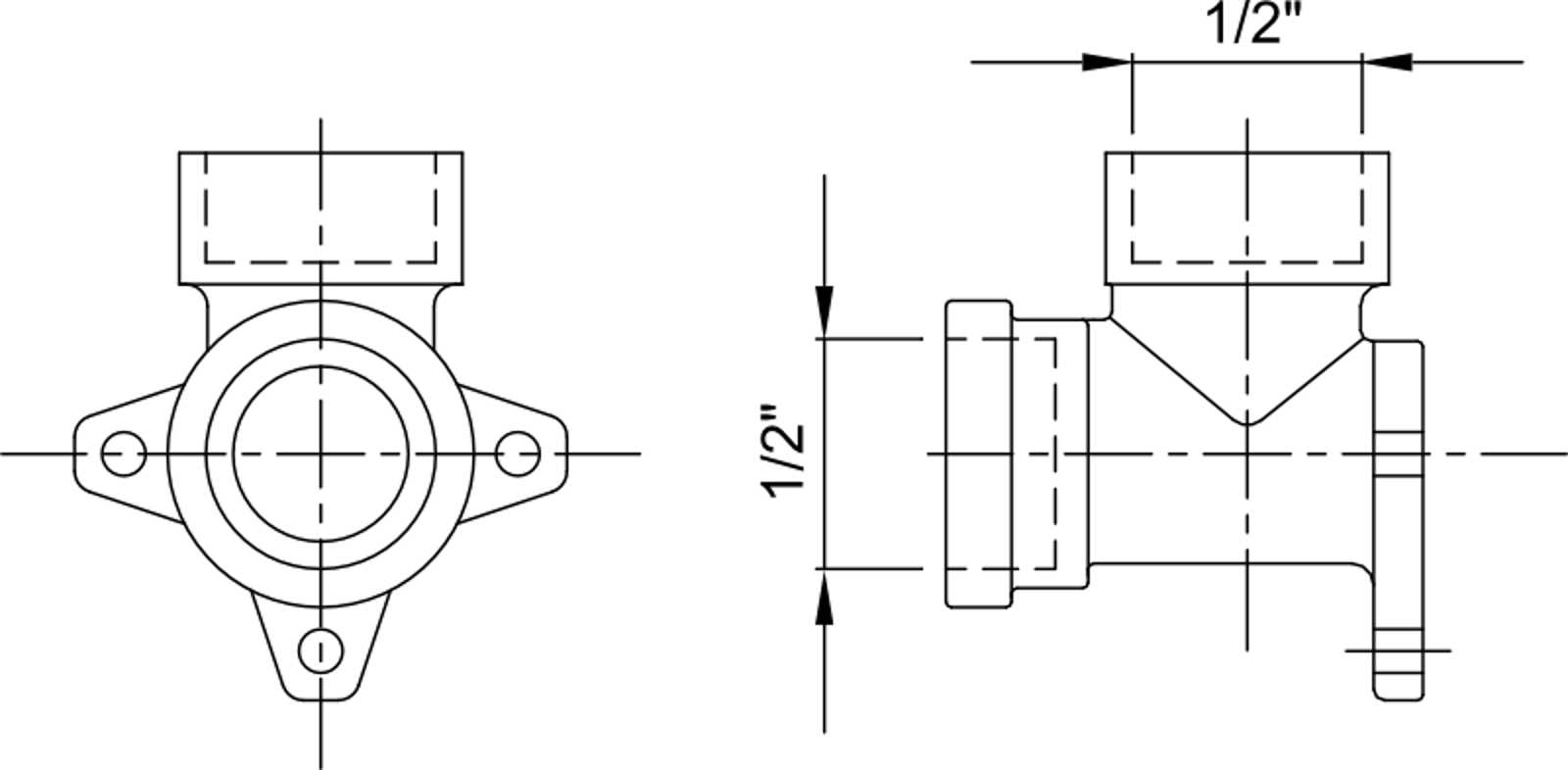 Compressed air tubes fittings and valves wall bearing elbows technical drawing 1| piping system | OMI