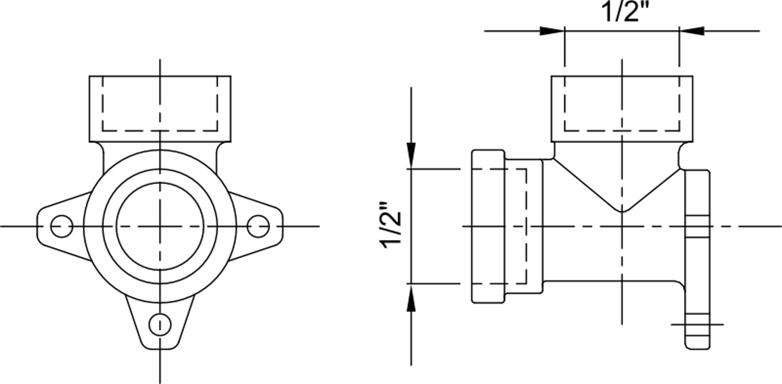 Compressed air tubes fittings and valves wall bearing elbows technical drawing 1| piping system | OMI