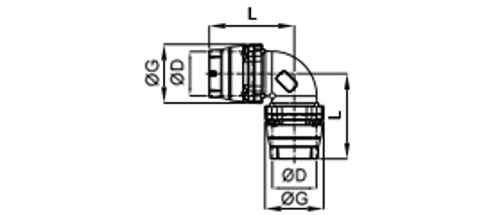 Compressed air tubes fittings and valves elbows technical drawing 23| piping system | OMI
