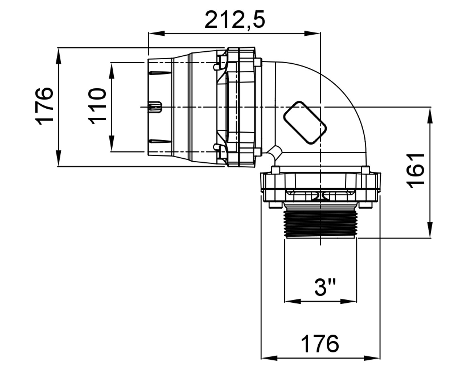 Compressed air tubes fittings and valves elbows technical drawing 18| piping system | OMI