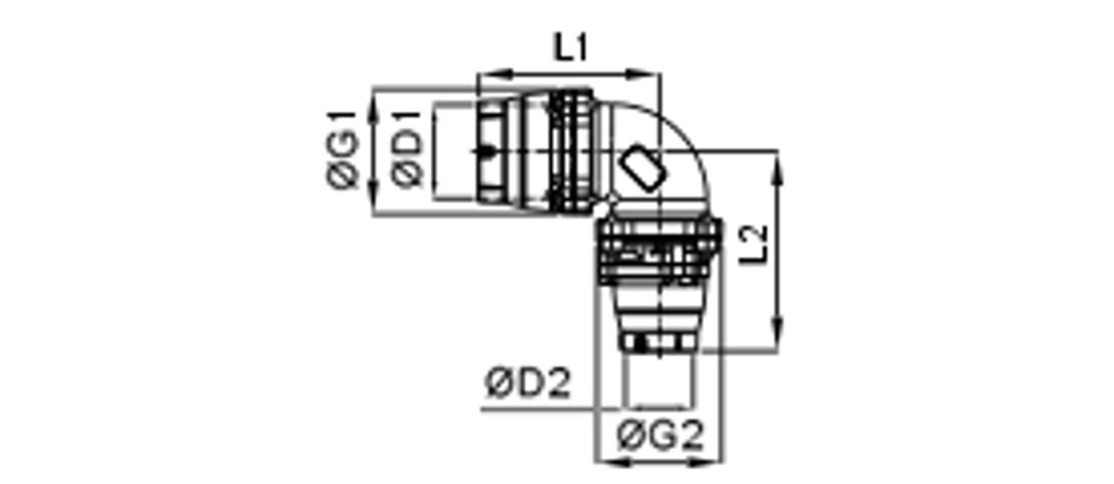 Compressed air tubes fittings and valves elbows technical drawing 27| piping system | OMI