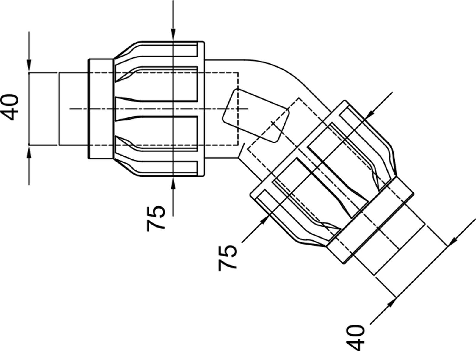 Compressed air tubes fittings and valves elbows technical drawing 9| piping system | OMI