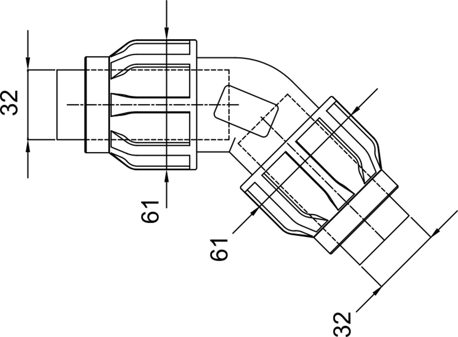 Compressed air tubes fittings and valves elbows technical drawing 8| piping system | OMI