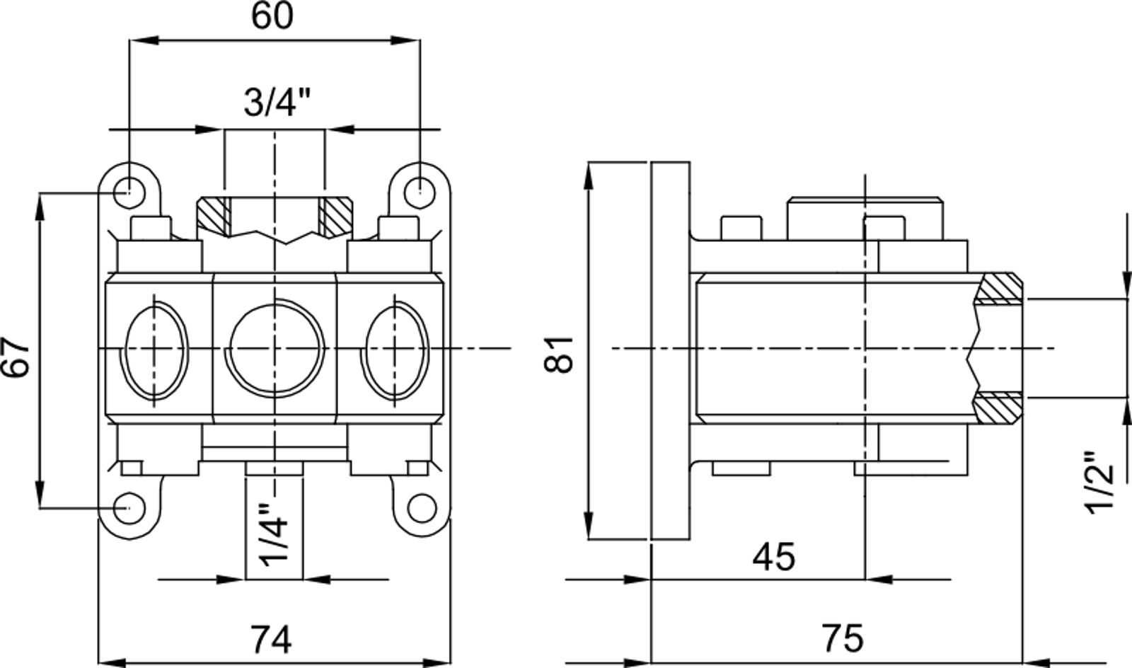 Compressed air tubes fittings and valves appliques technical drawing 1| piping system | OMI