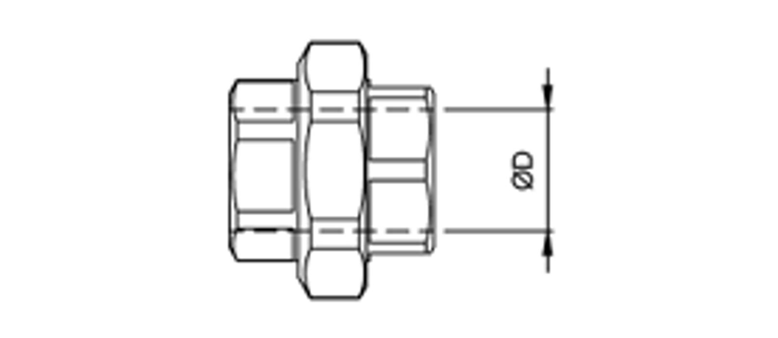 Compressed air tubes fittings and valves brass union socket technical drawing 5| piping system | OMI
