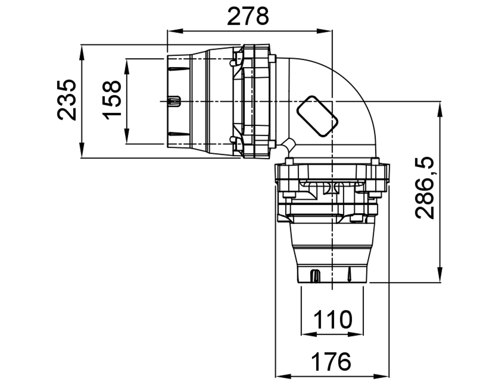 Compressed air tubes fittings and valves elbows technical drawing 16| piping system | OMI