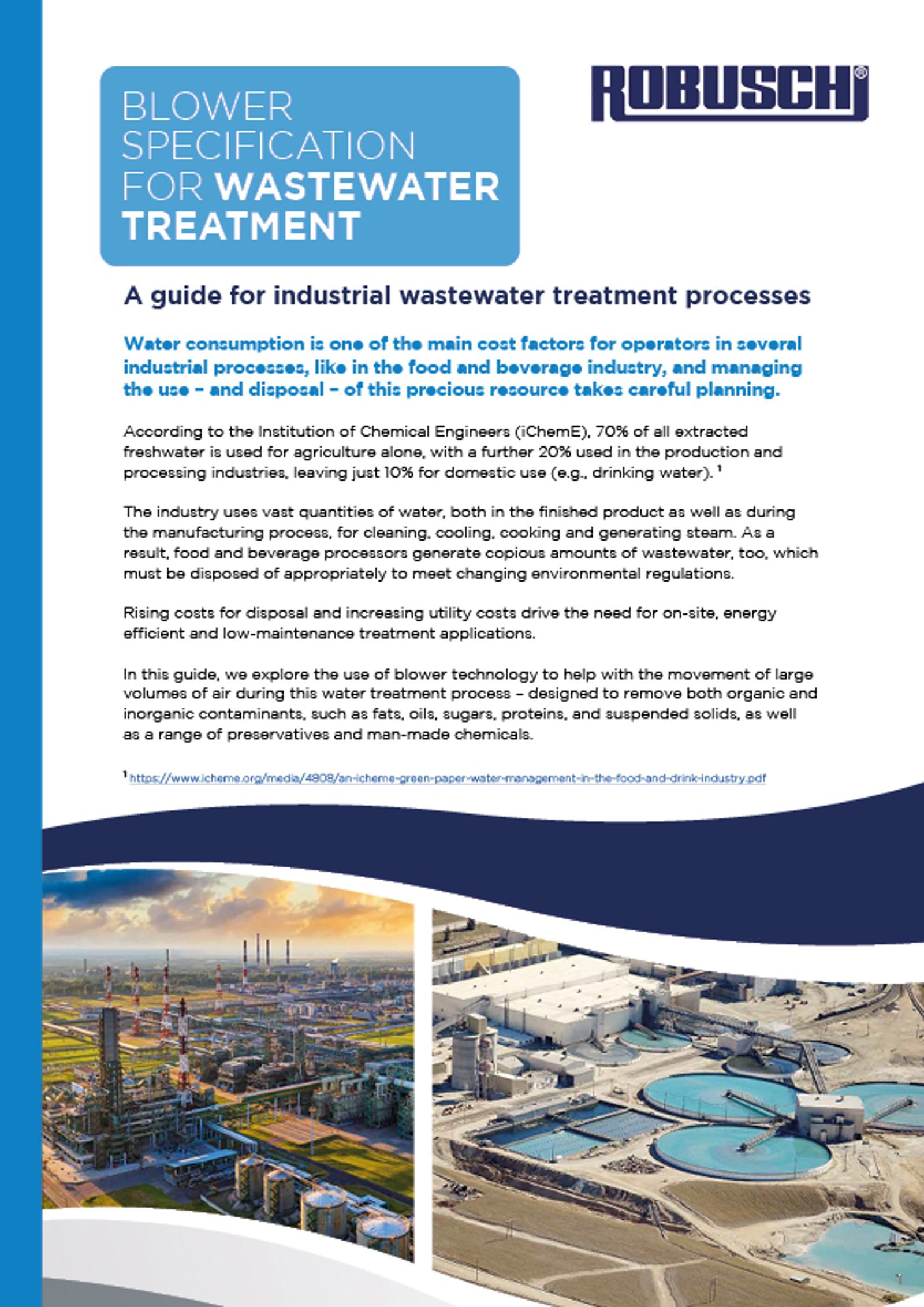 Blower Specification for Wastewater Treatment