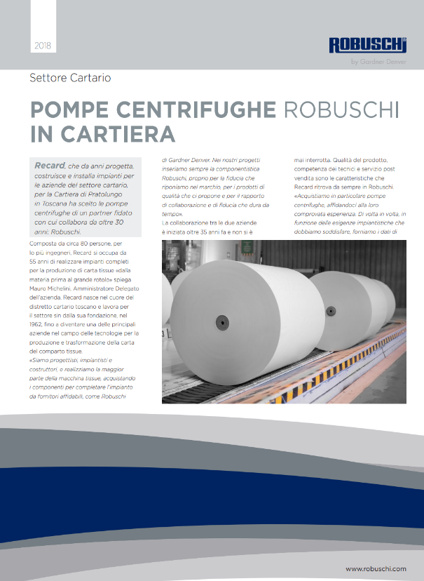 Robuschi Centrifugal Pumps in the Paper Mill Case Study