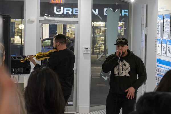 Performers Dr. Draw and Scott Jackson at the launch party