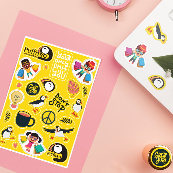 Giveaway stickers featuring your business to let your customers do the marketing