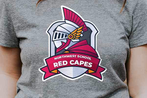 Iron-on applied to a university student's shirt