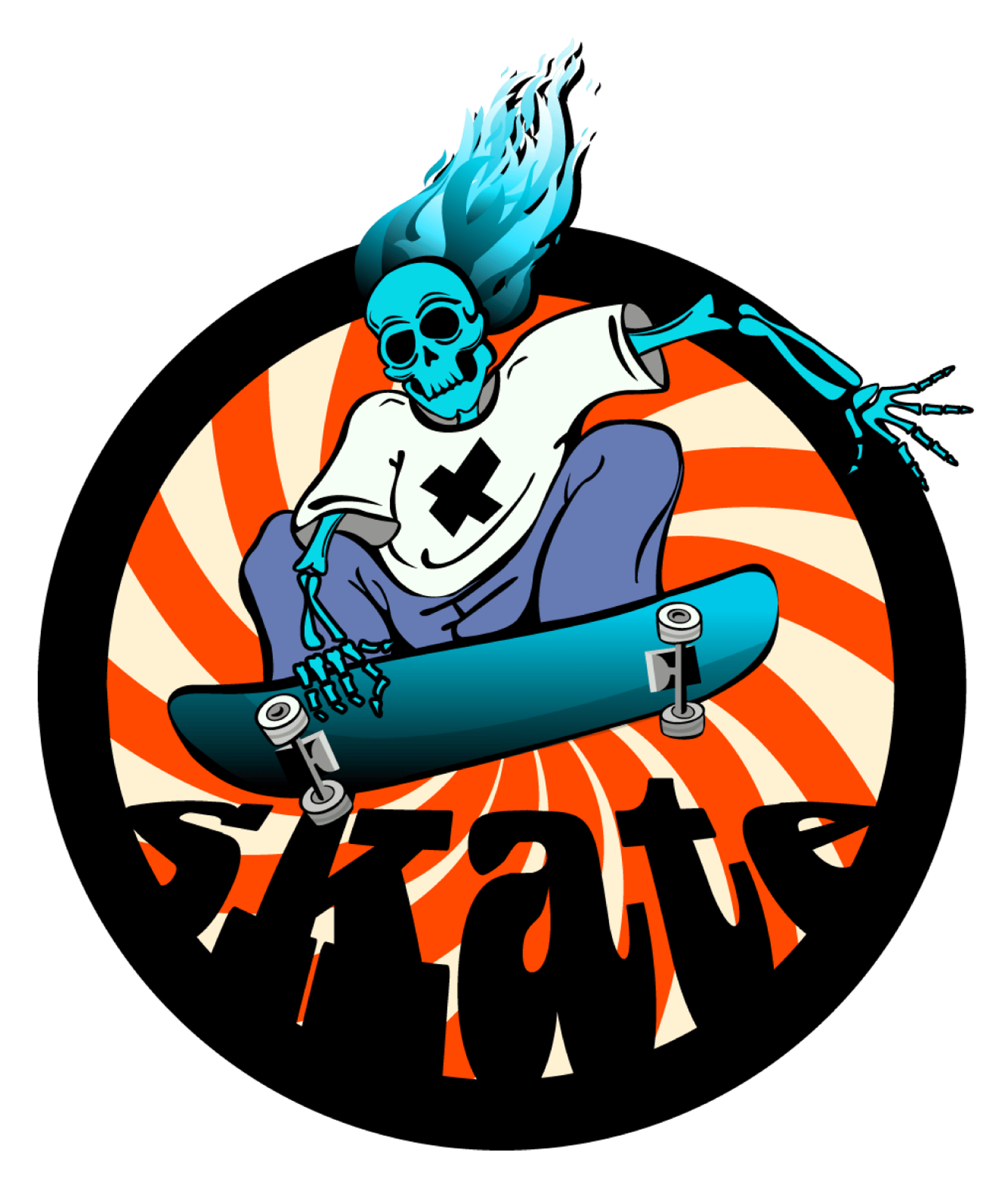 Flaming Skull Skateboard
