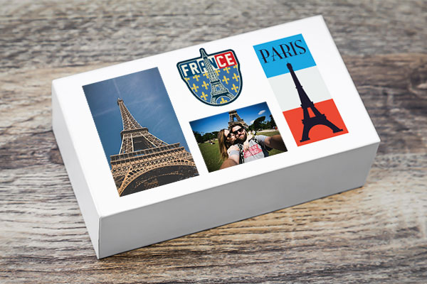 Travel Keepsake Box with custom photo stickers