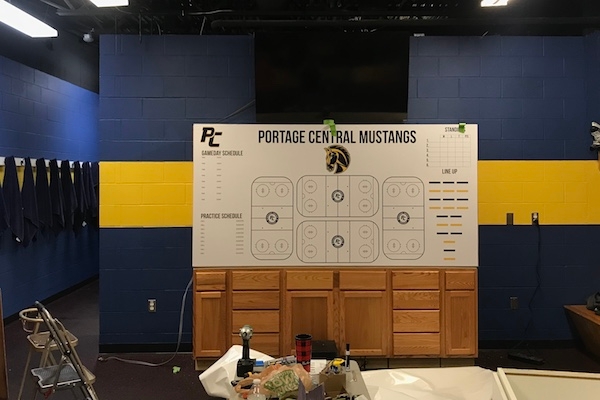 Tactical board in a locker room