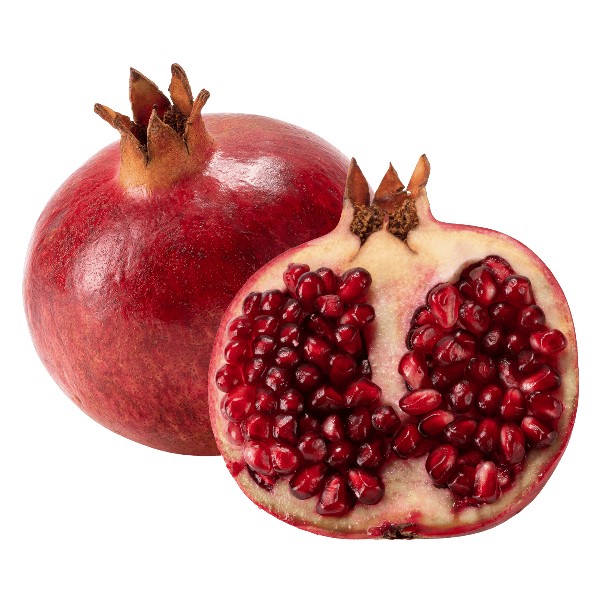 Pomegrante Whole and Halved
