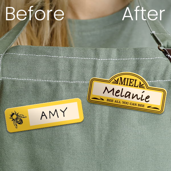 Use custom name badges to add a polished, professional finish to your employee uniforms