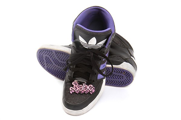 Shoes with custom patch attached