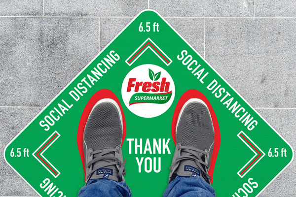 Encouraging social distancing when picking up essential products