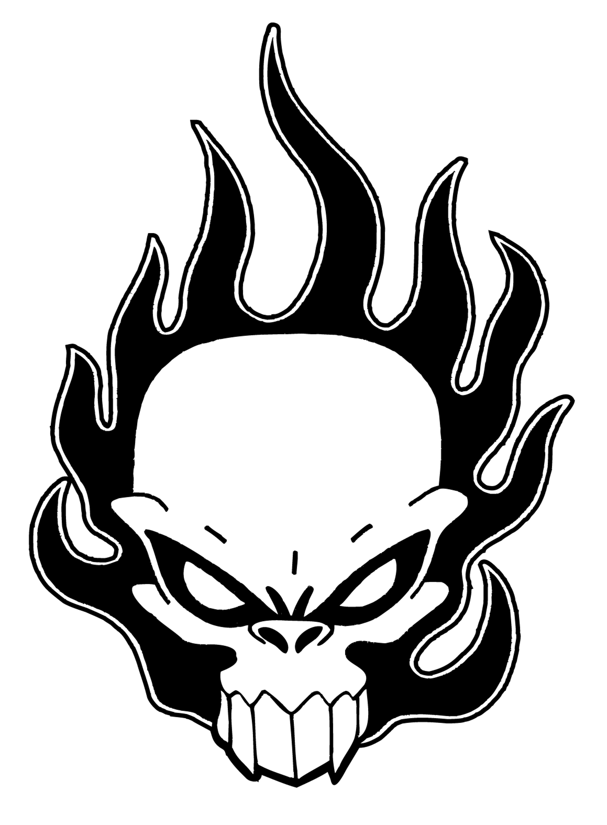 Black and White Flaming Skull