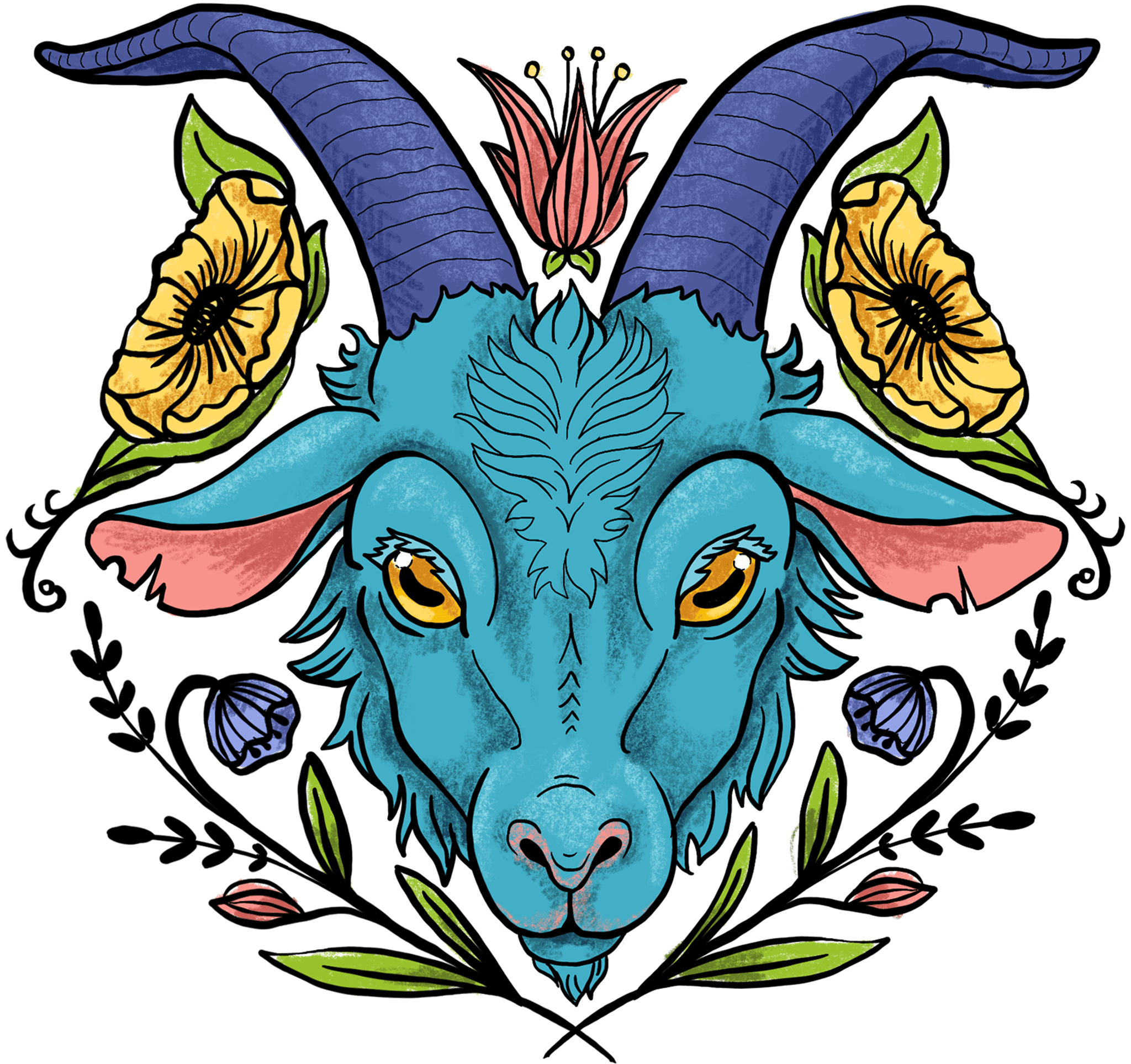 Floral Goat Head