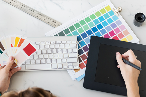 Graphic designer researching colour