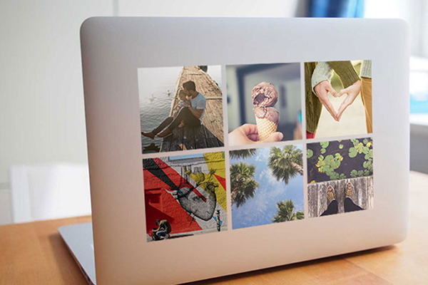 photo stickers on a laptop
