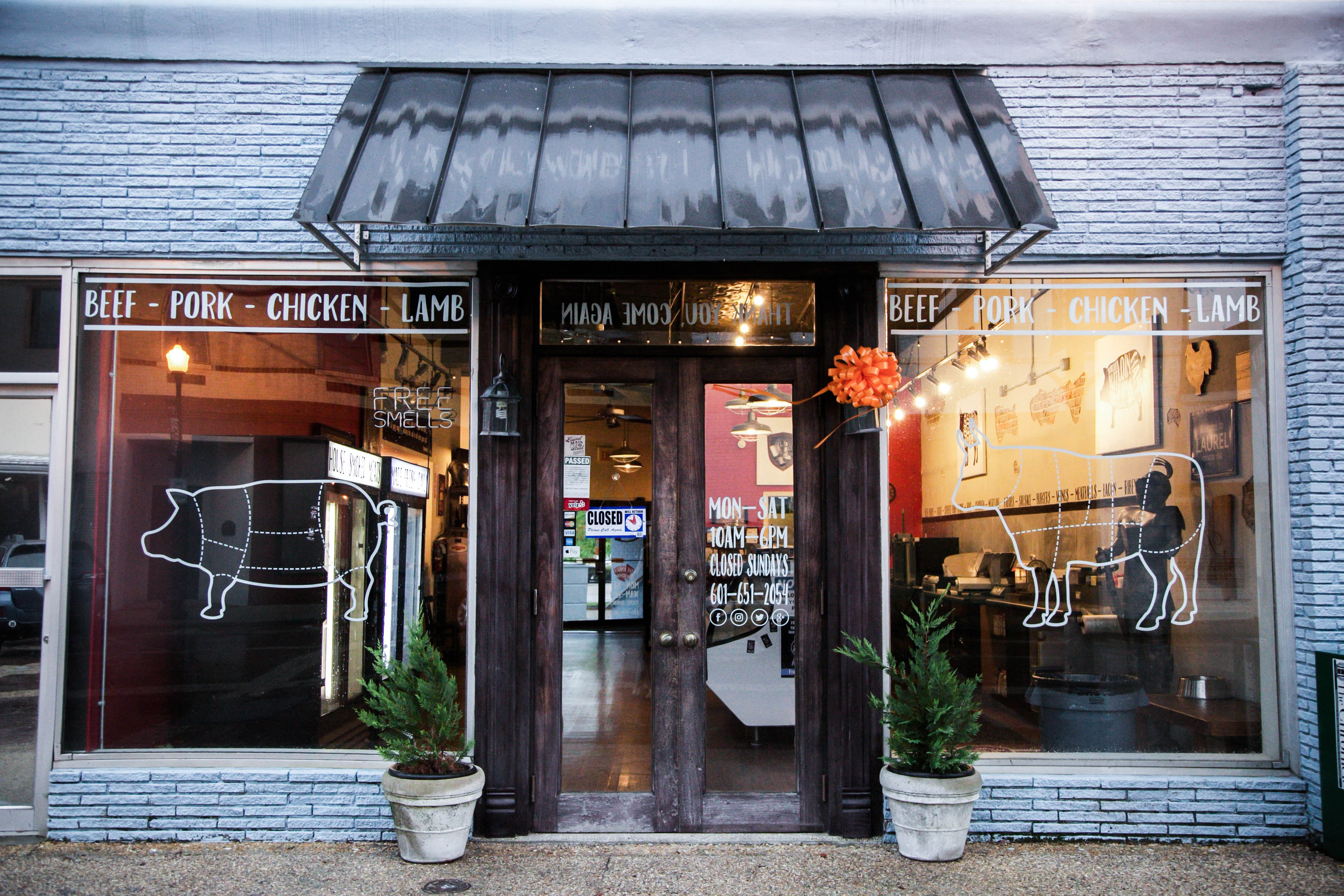 Knight Butcher storefront with custom window decals