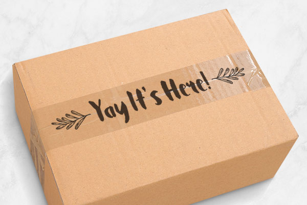 Custom packing tape on a box