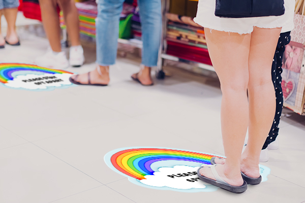 Keep customers at a safe social distance with a custom floor decal