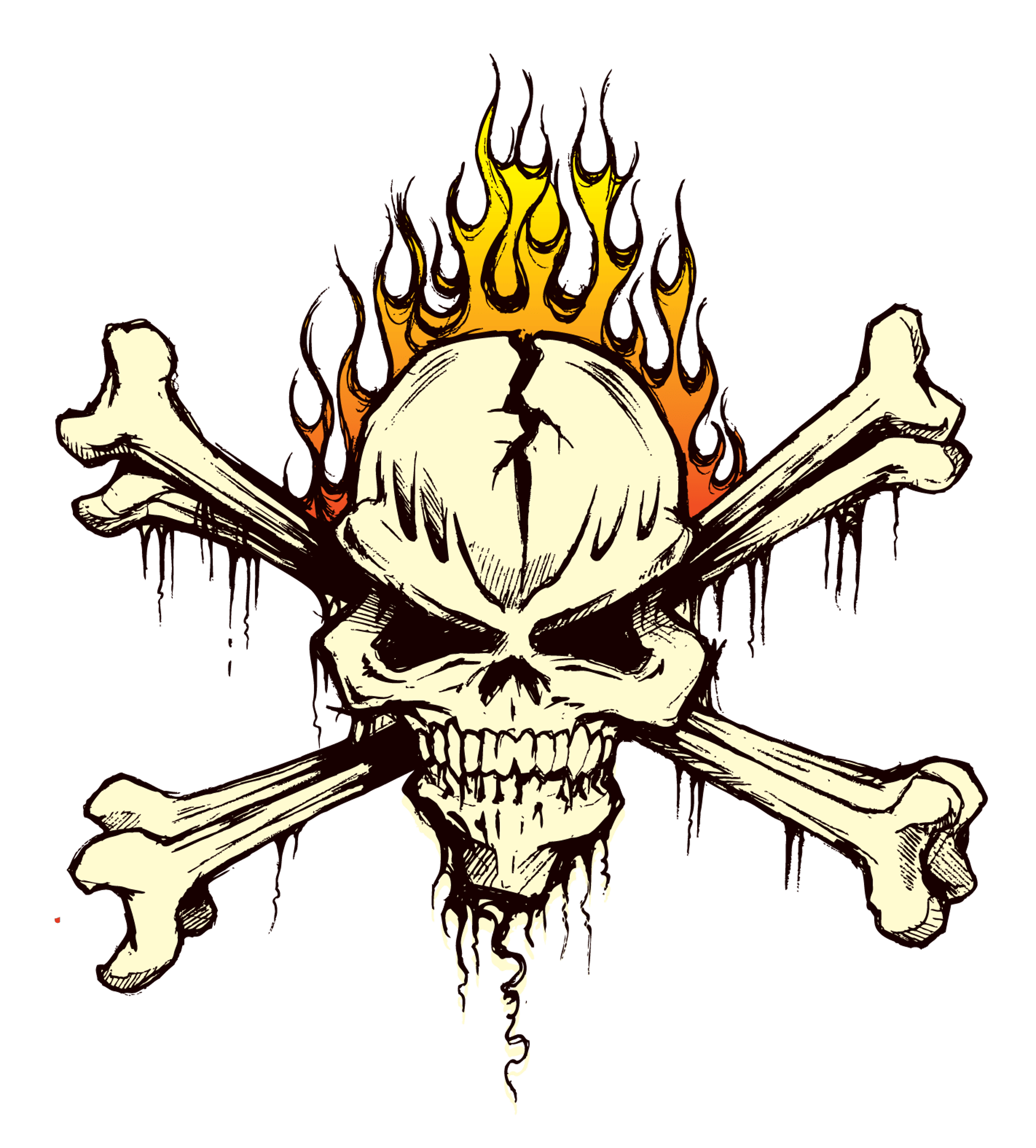 Flaming Skull Crossbones